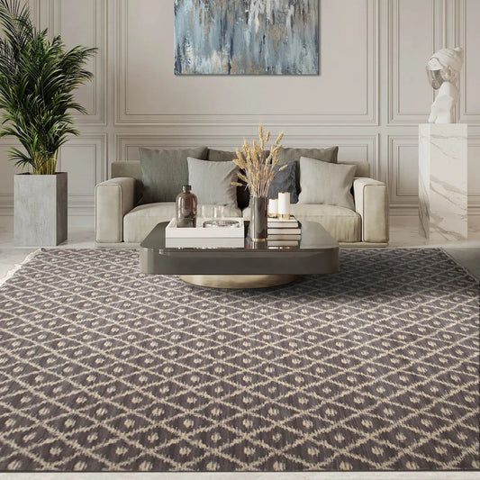 9' x 12' Hand knotted Oriental Area rug Wool full pile Modern Ikat Gray 9x12 ft-0