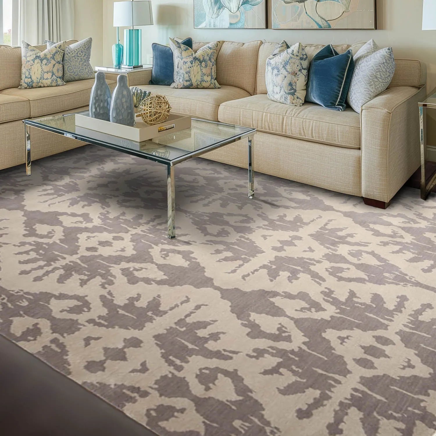9' x 12' Hand knotted 100% Wool Modern Area Rug full pile 9x12 Gray-0