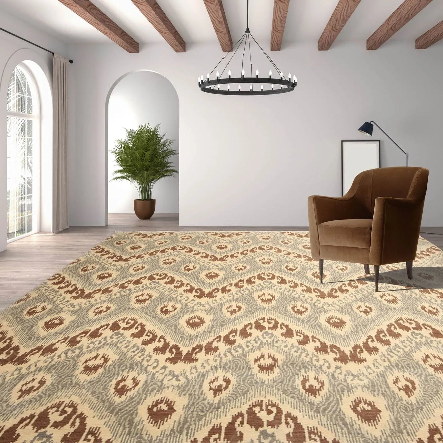 8' x 10' Hand knotted Oriental area rug 100% Wool pile 8x10 Modern Beige-0