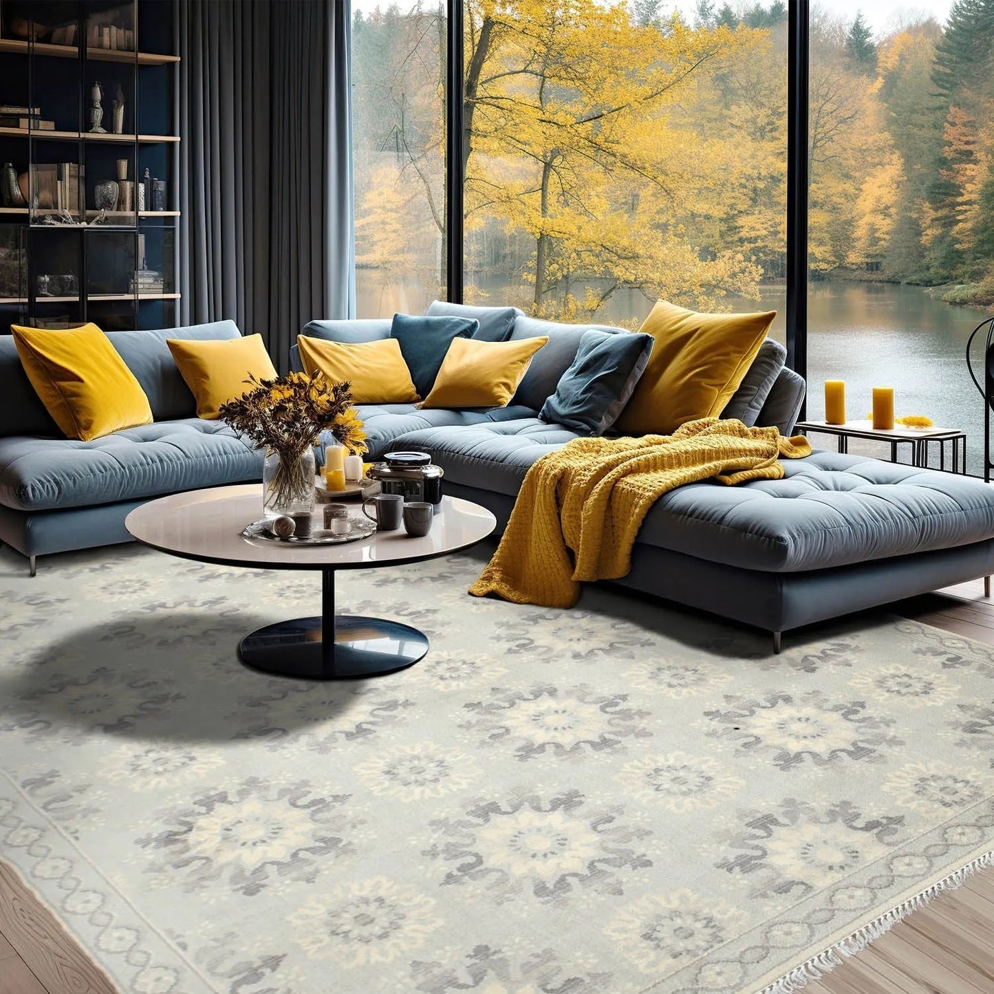 6' x 9' Hand knotted 100% Wool Oriental Area rug Modern Gray-0
