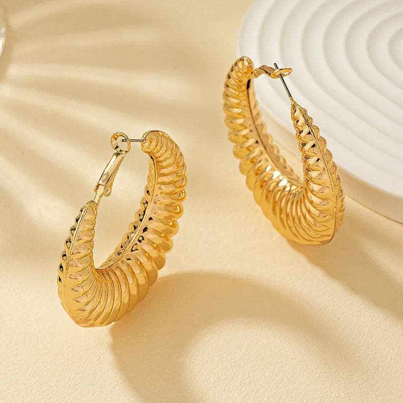 Retro Threaded Metal Earrings For Women Simple Style Holiday  Party Gift Fashion Jewelry Ear Accessories