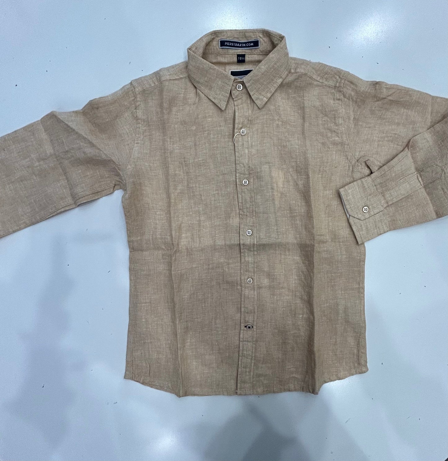 Pier St. Barth - Kids Linen Solid Long Sleeve Button Downs