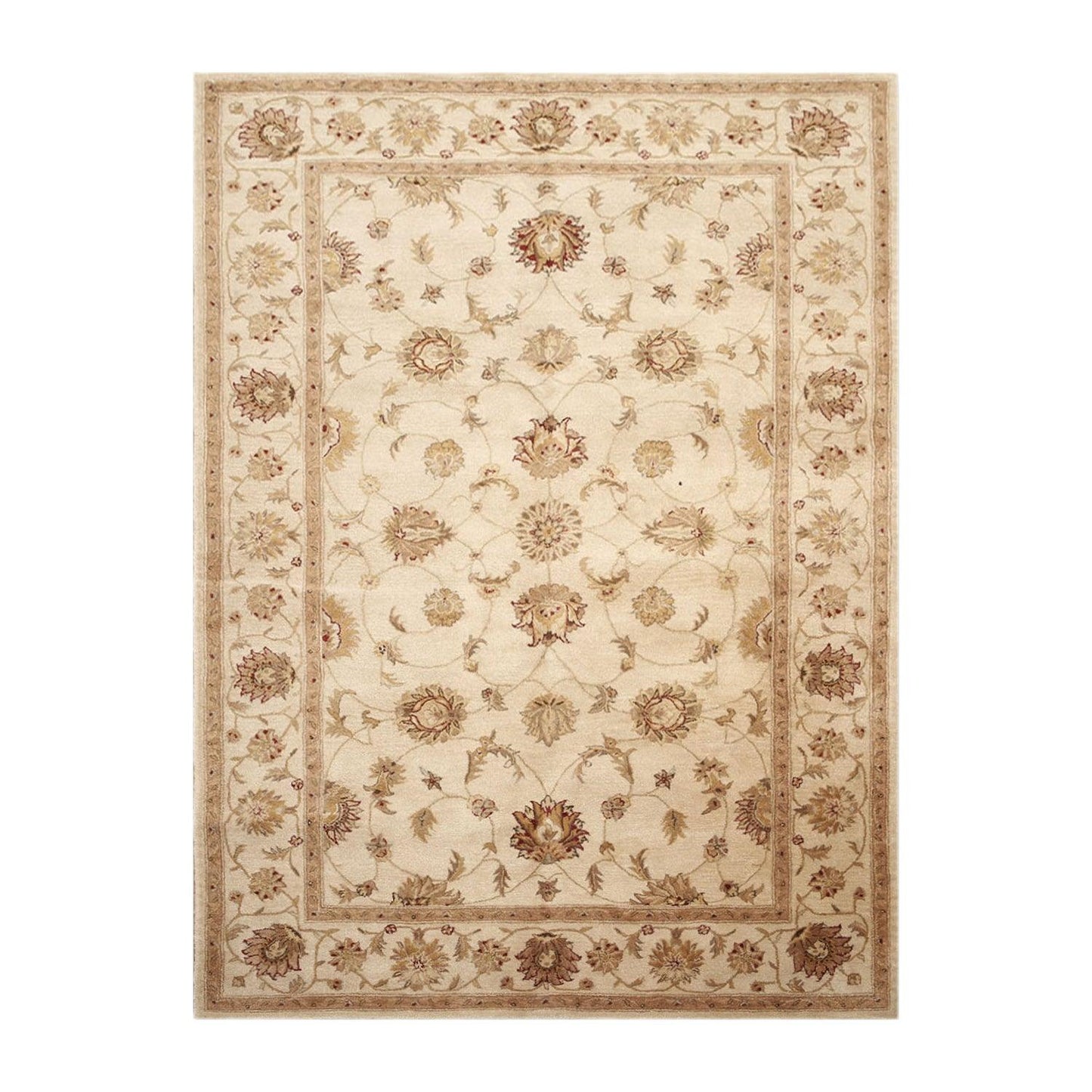 5'6" x 8'6" Hand Tufted 100% Wool Oriental Area Rug Tan-0