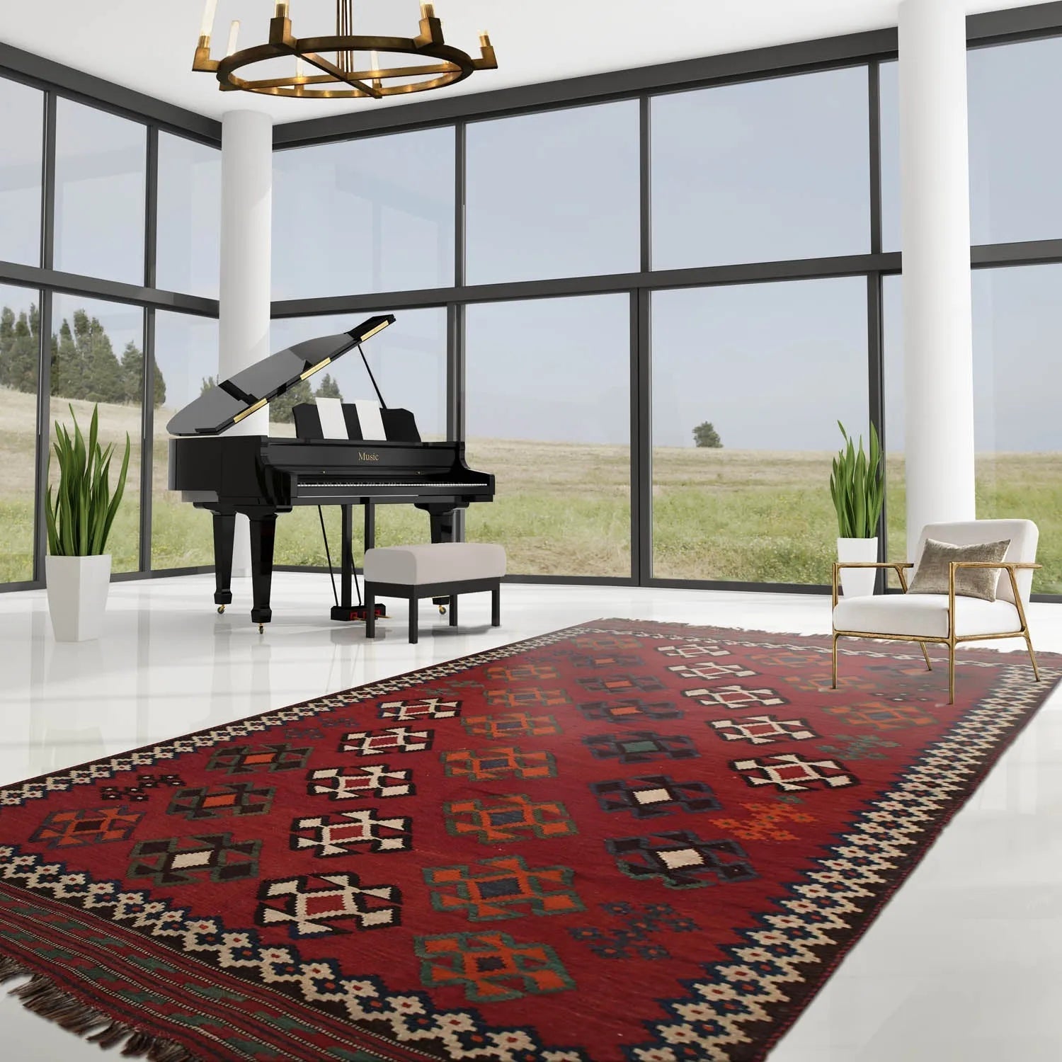 4'9" x 10'6" Handmade Southwestern Persian Kilim 100% Wool Area Rug Runner-0