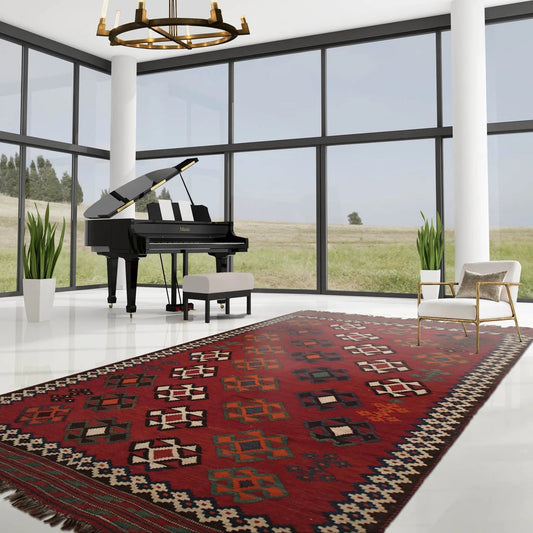 4'9" x 10'6" Handmade Southwestern Persian Kilim 100% Wool Area Rug Runner-0