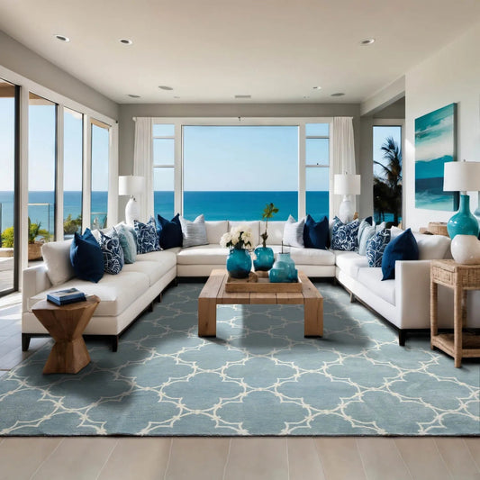 Hand Knotted Tibetan 100% Wool Area rug Blue 8' x 11'-0