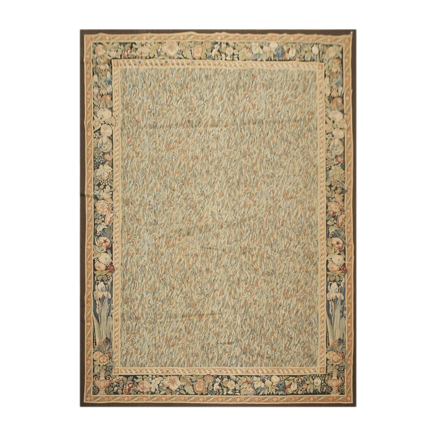 5'7" x 8' Hand woven Wool 300KPSI S. Fine French Needlepoint Tapestry Rug Green-1