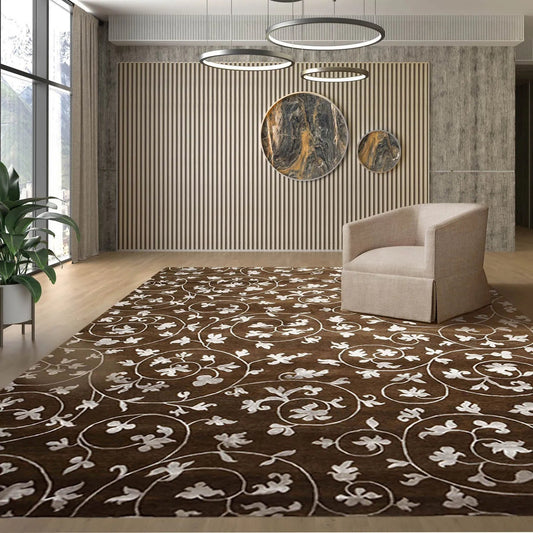 8' x 11' Hand Knotted Wool & Bamboo Silk Oriental Area rug Transitional Brown-0