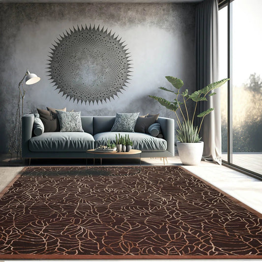 8'x10' Hand Knotted 200 KPSI extra dense pile Tibetan Wool & Silk area rug Brown-0