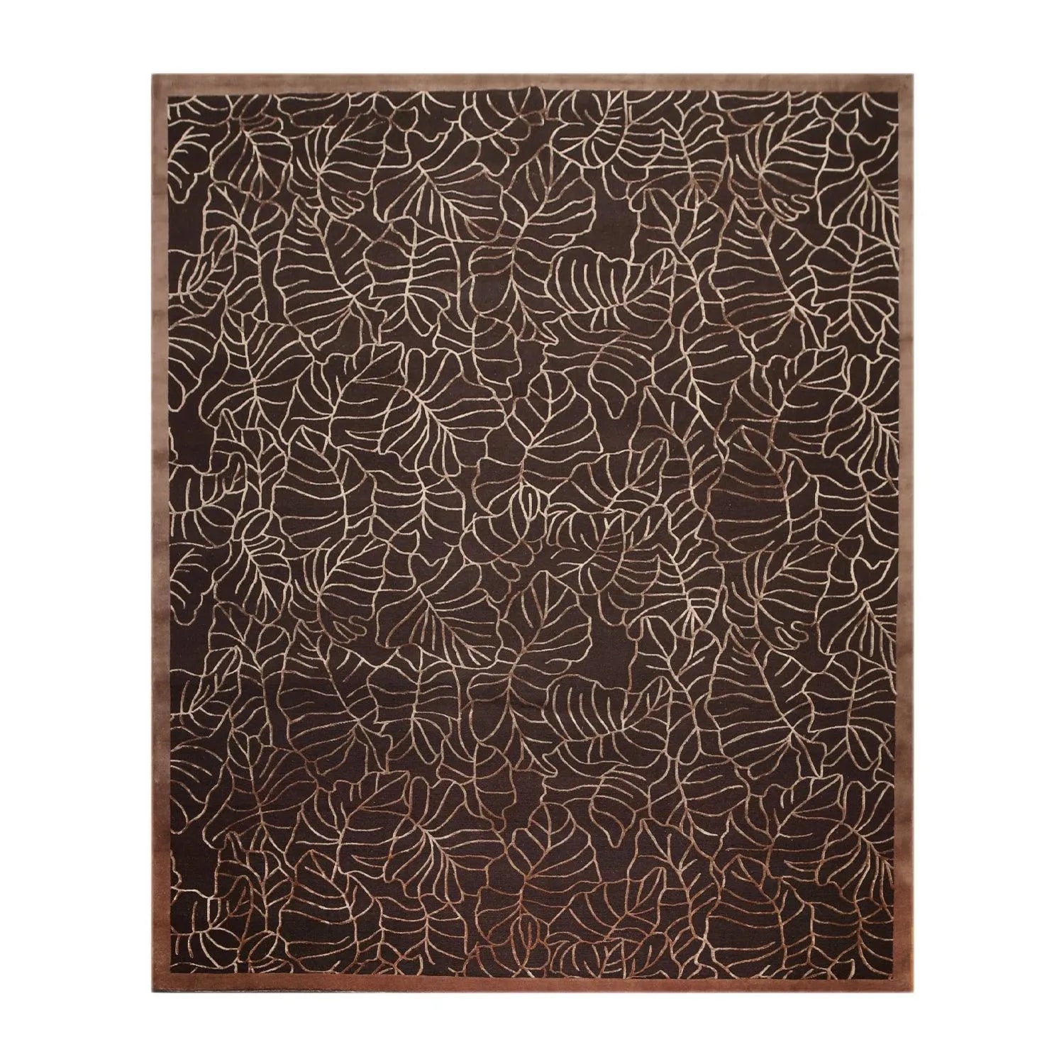 8'x10' Hand Knotted 200 KPSI extra dense pile Tibetan Wool & Silk area rug Brown-1