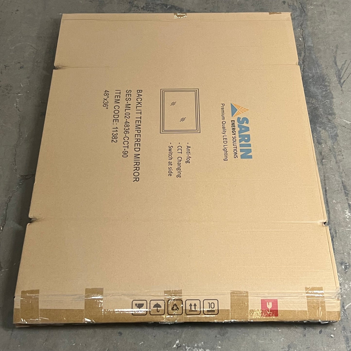 SARIN LIGHTING LED Tempered Bathroom Mirror w/ BackLit Anti-fog  48”x36” 11382