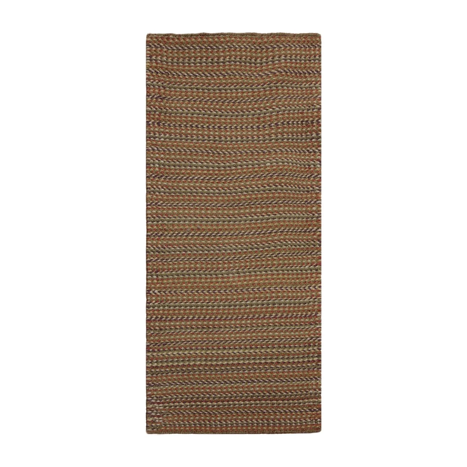 1'9''x4' Dhurry Kilim Reversible Hand-Woven Wool Contemporary Oriental Area Rug-0