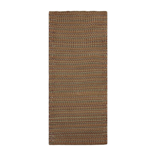 1'9''x4' Dhurry Kilim Reversible Hand-Woven Wool Contemporary Oriental Area Rug-0