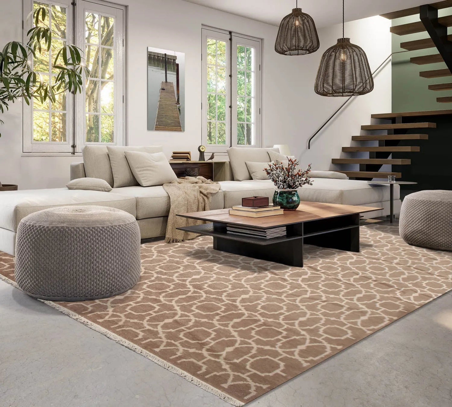 8' x 10' Hand Knotted Turkish Weave 100% wool area rug Taupe 8x10-0