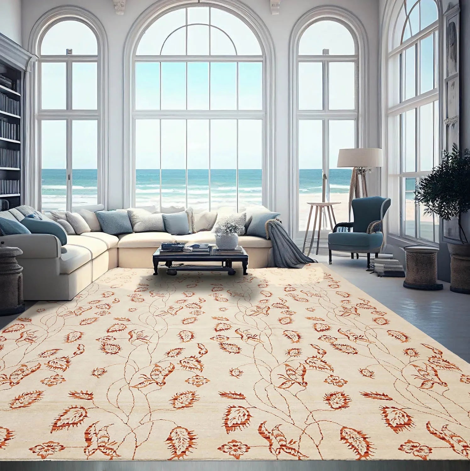 8' x 10' Hand Knotted Vegetable Dyes Oriental Area rug Beige-0