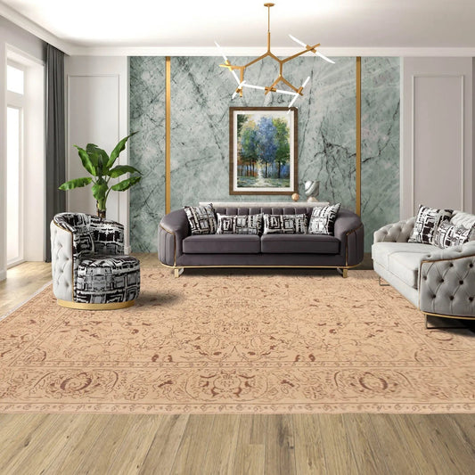 6' x 9' Hand Knotted 100% Wool Oriental Area Rug Tan-0