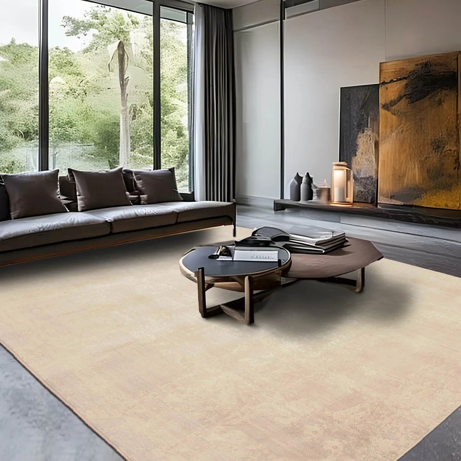 6' x 9' Hand Knotted Abstract Design Distress Look Area rug Tan-0