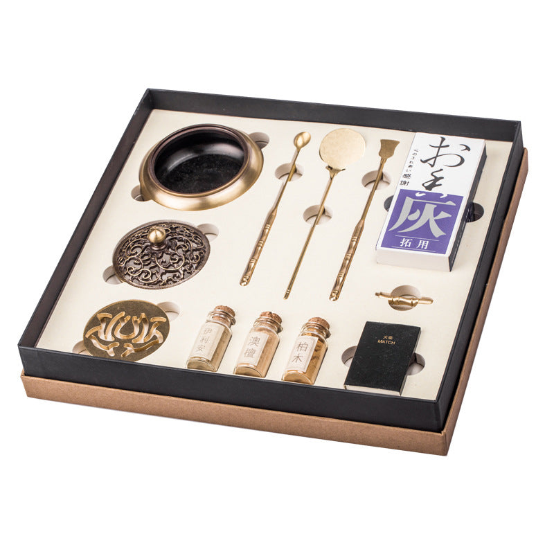 Pure Copper Incense Burner Beating Incense Seal Script Incense Path Introductory Ceramic Set with Gift Box Gift Bag Incense Shovel Spike Tool
