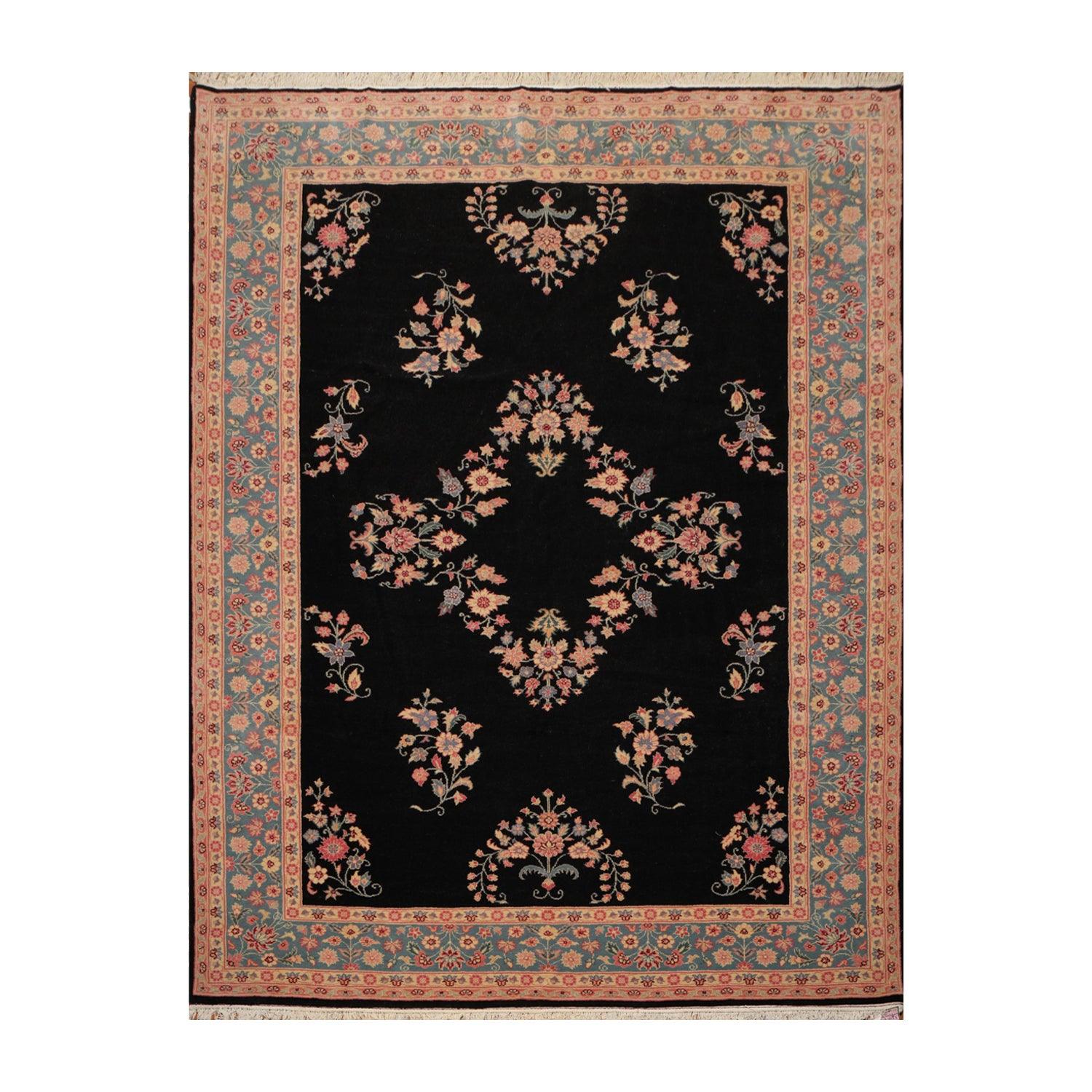 8’3" x 11’5" Hand Knotted Romanian Sarook Wool Oriental Area Rug full pile Black-1