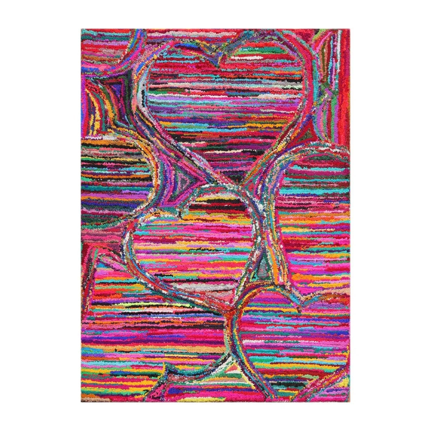 4 x 6 Handmade Abstract 100% Cotton Oriental Area Rug Boho Modern Pink-0
