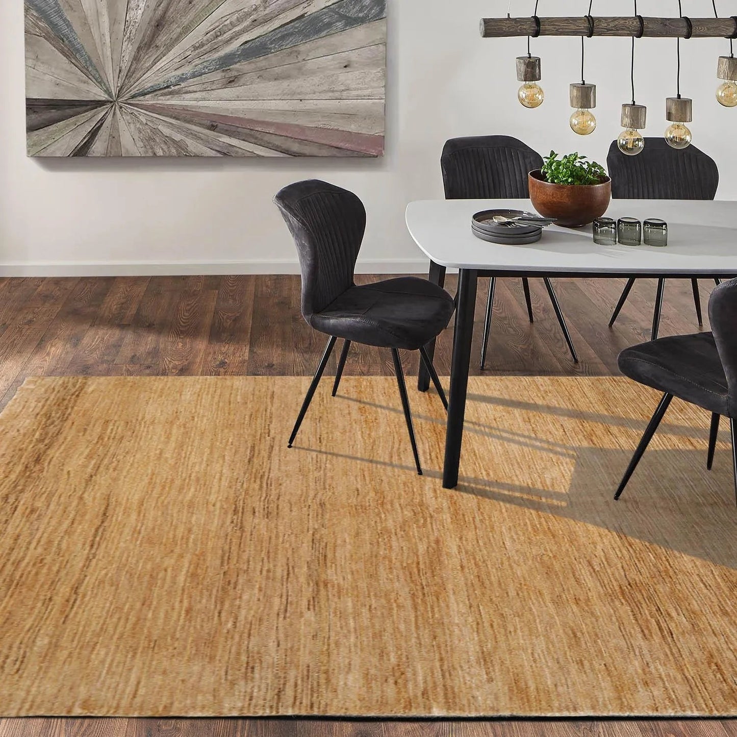 6’ x 9’ Hand Knotted 100% Bamboo Silk Modern Tibetan Designer Area Rug Gold-0