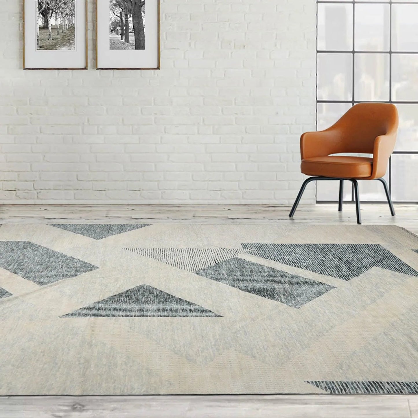 9’ x 12’ Hand Knotted Wool Modern Tibetan Designer Oriental Area Rug Ivory-0