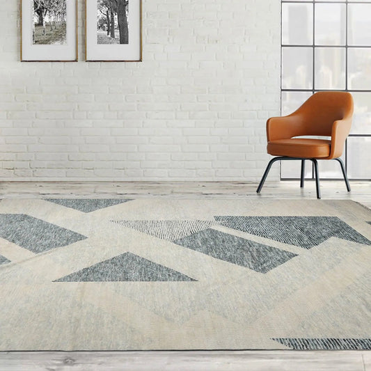 9’ x 12’ Hand Knotted Wool Modern Tibetan Designer Oriental Area Rug Ivory-0