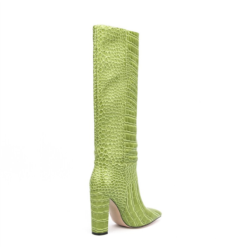 Luxury Brand Design Female Pointed Toe Knee High Boots Fashion Slip-on High Heels Women Boots Party Office Sexy Shoes
