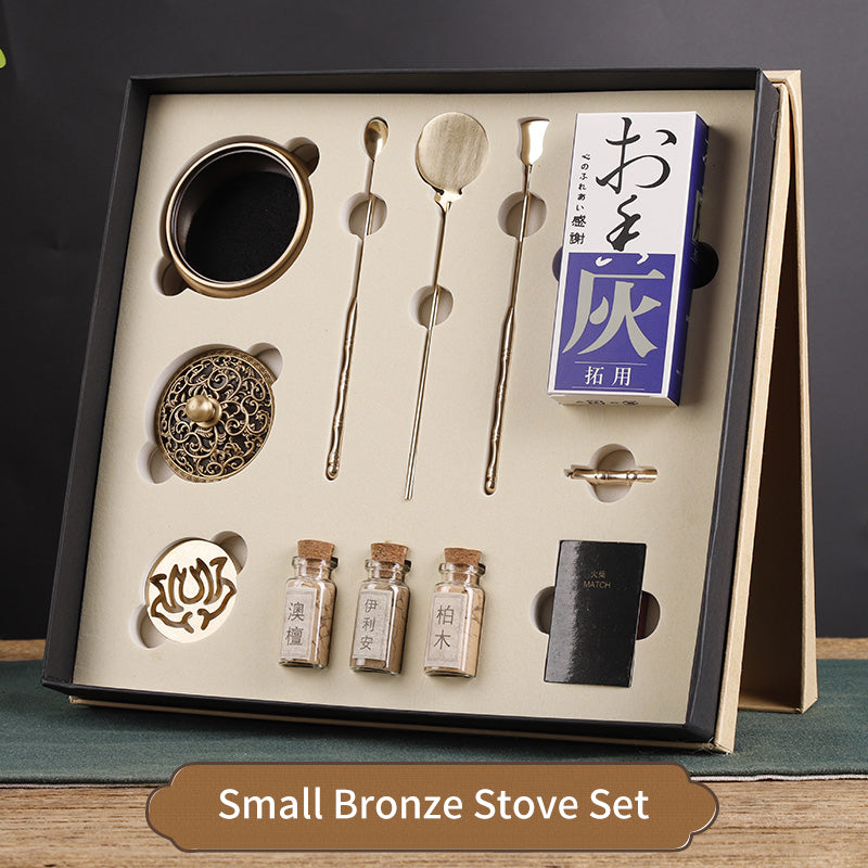 Pure Copper Incense Burner Beating Incense Seal Script Incense Path Introductory Ceramic Set with Gift Box Gift Bag Incense Shovel Spike Tool
