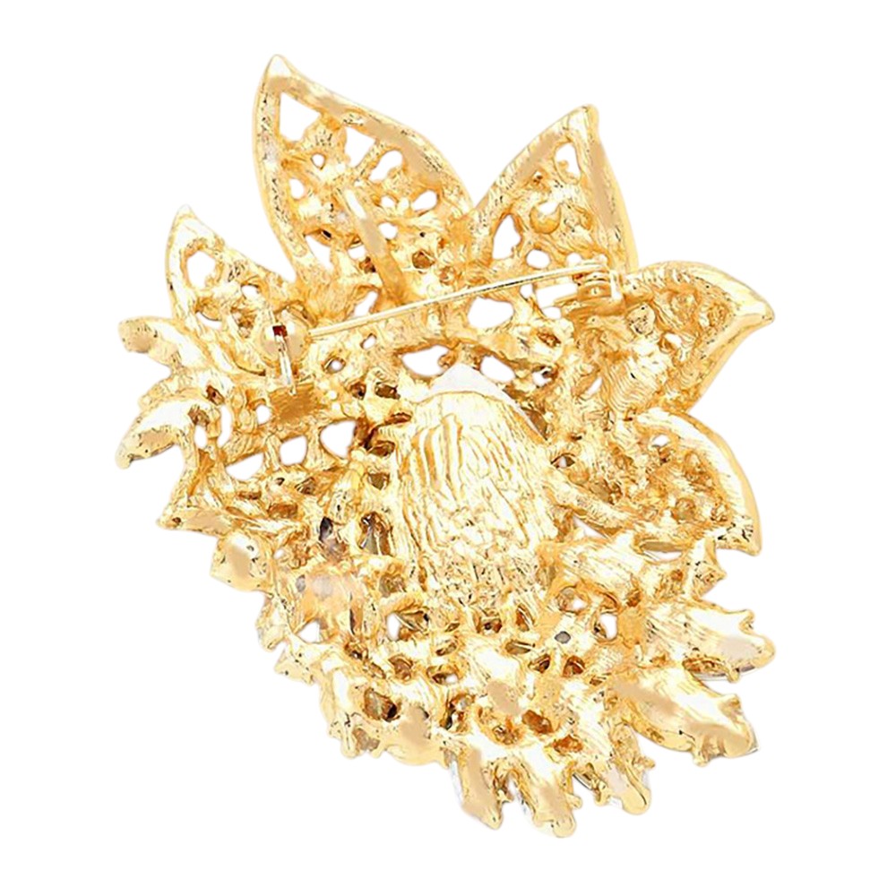 Crystal Rhinestone Petal Brooch Pendant