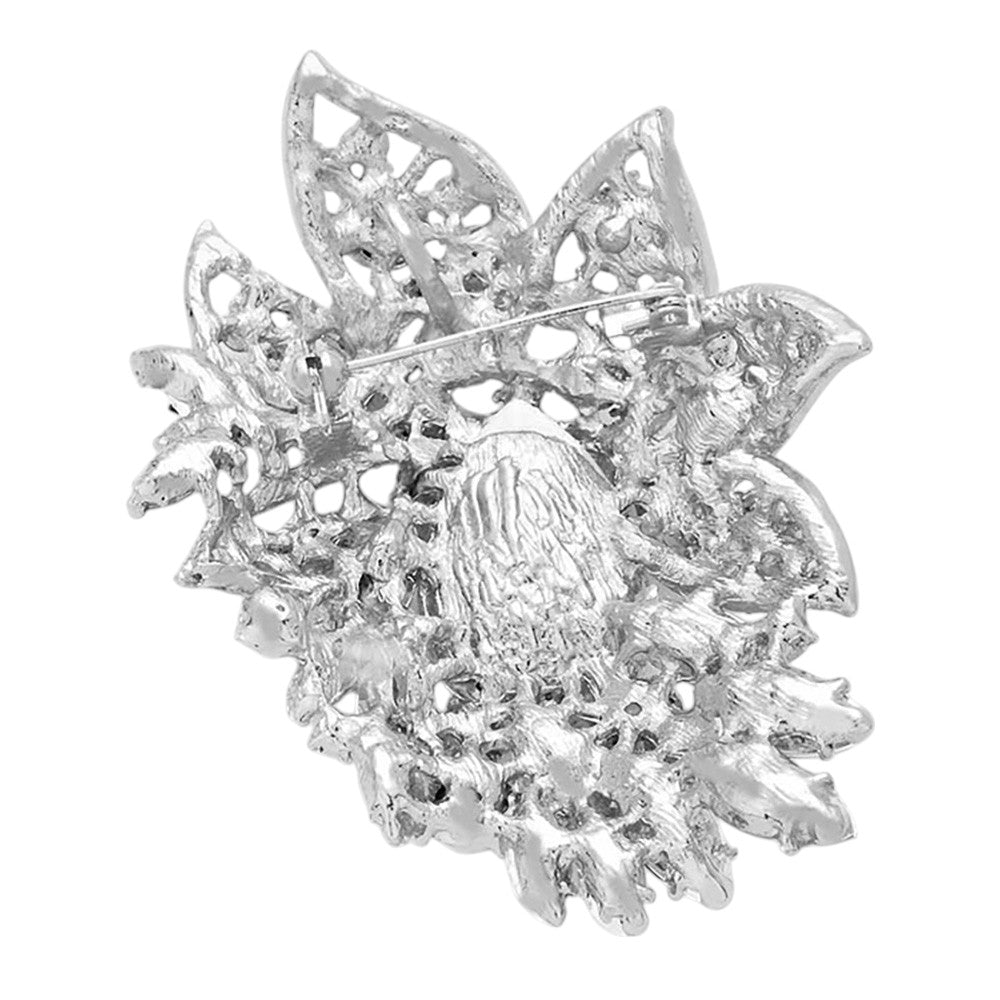 Crystal Rhinestone Petal Brooch Pendant