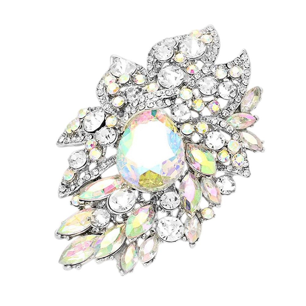 Crystal Rhinestone Petal Brooch Pendant