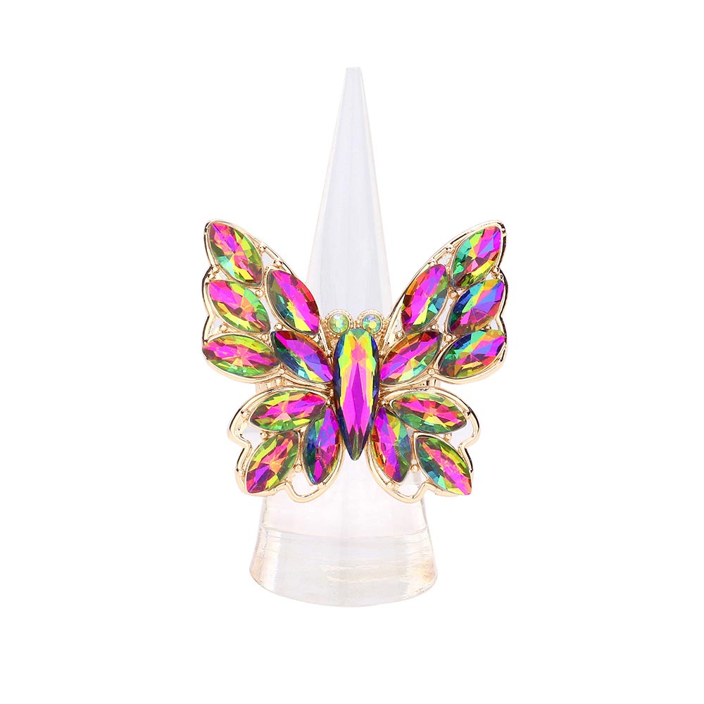 Marquise Stone Cluster Butterfly Stretch Ring