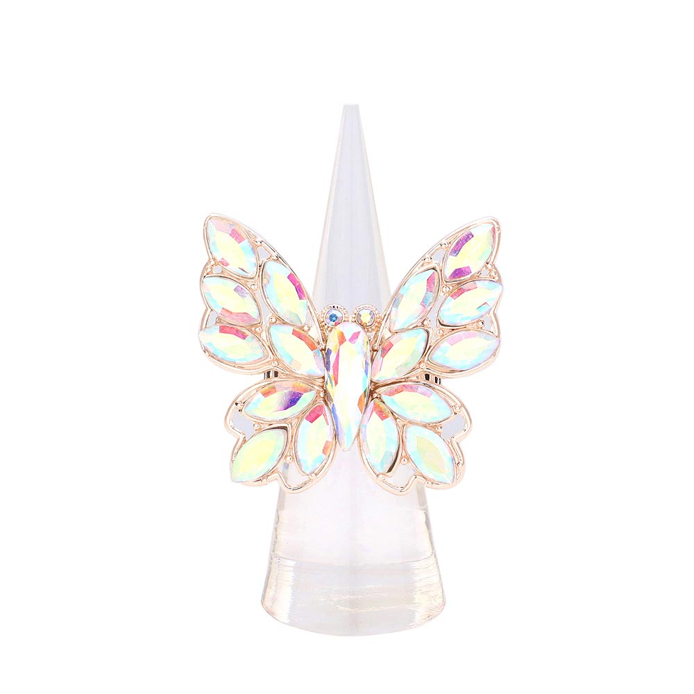 Marquise Stone Cluster Butterfly Stretch Ring
