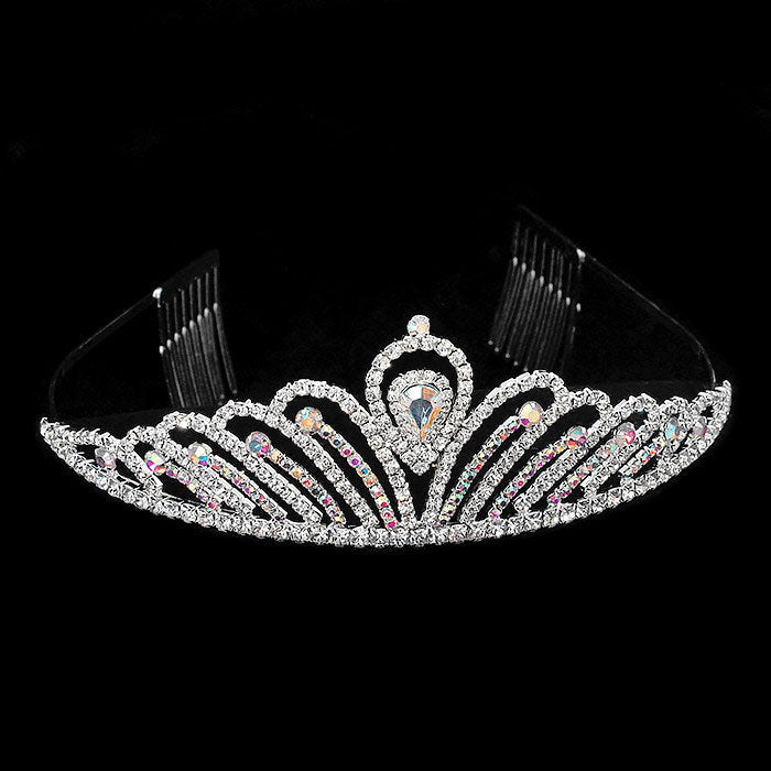 Teardrop Accented Royal Crystal Rhinestone Tiara