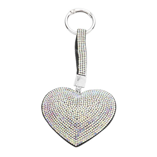 Bling Heart Bag Charm Key Chain