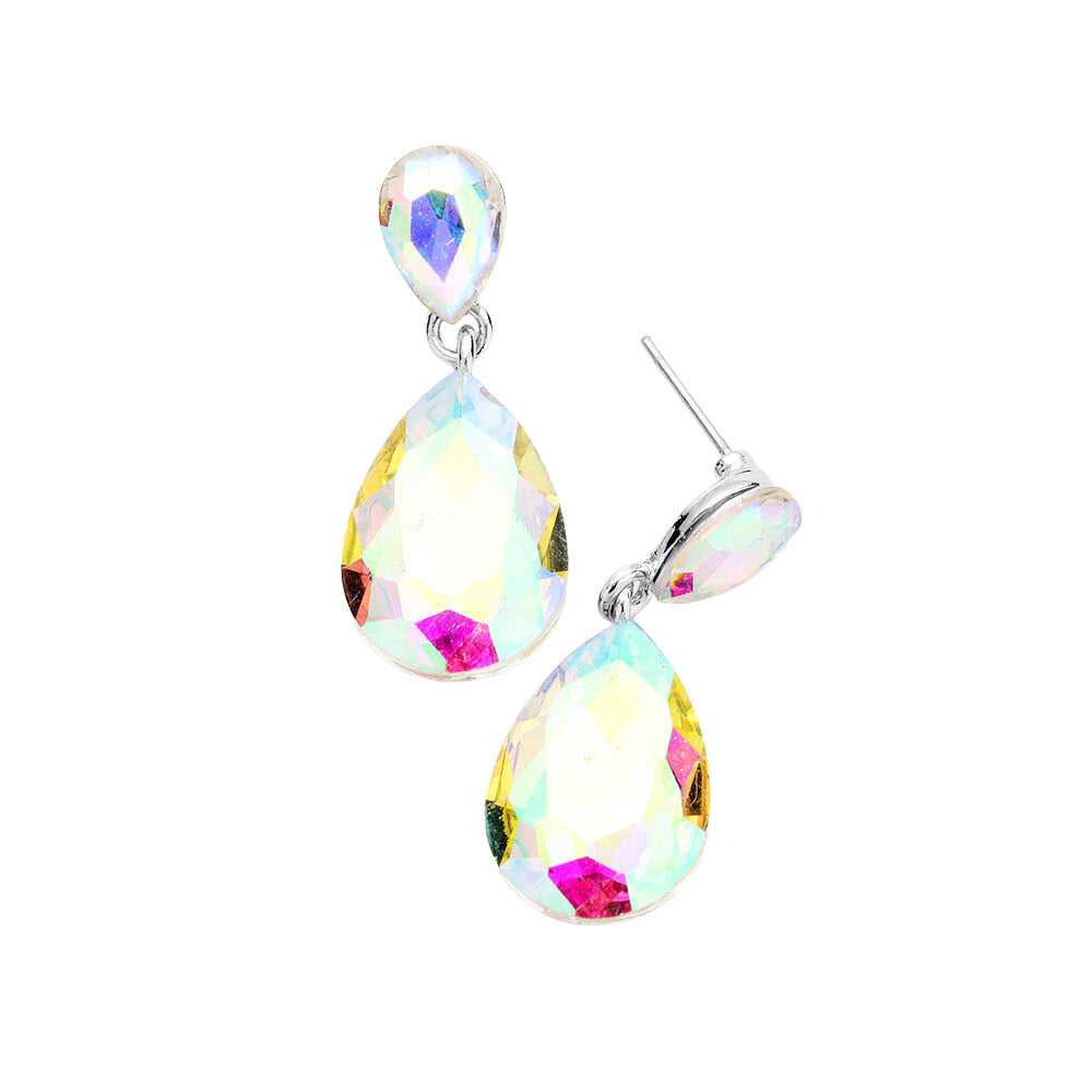 Glass Crystal Teardrop Dangle Earrings