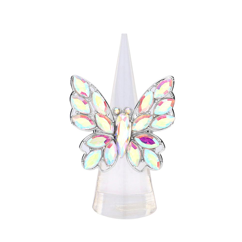 Marquise Stone Cluster Butterfly Stretch Ring