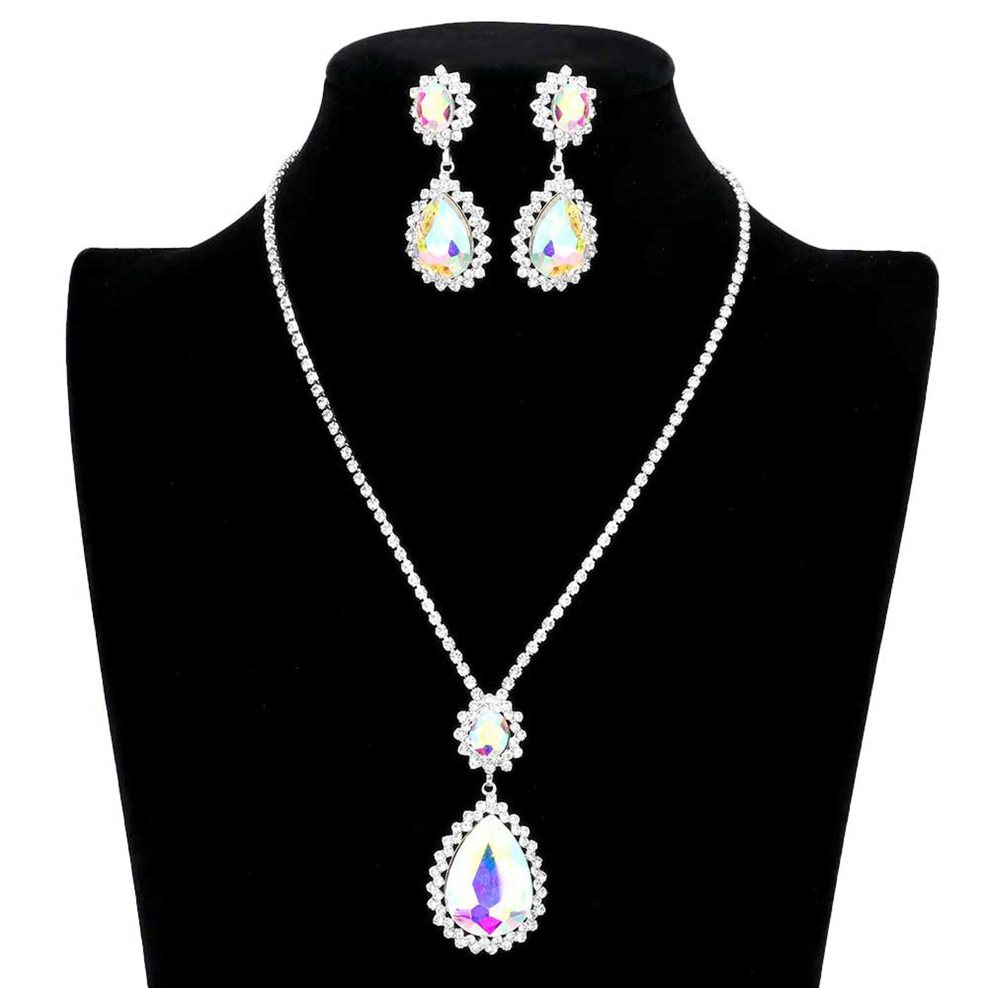 Teardrop Accented Rhinestone Necklace