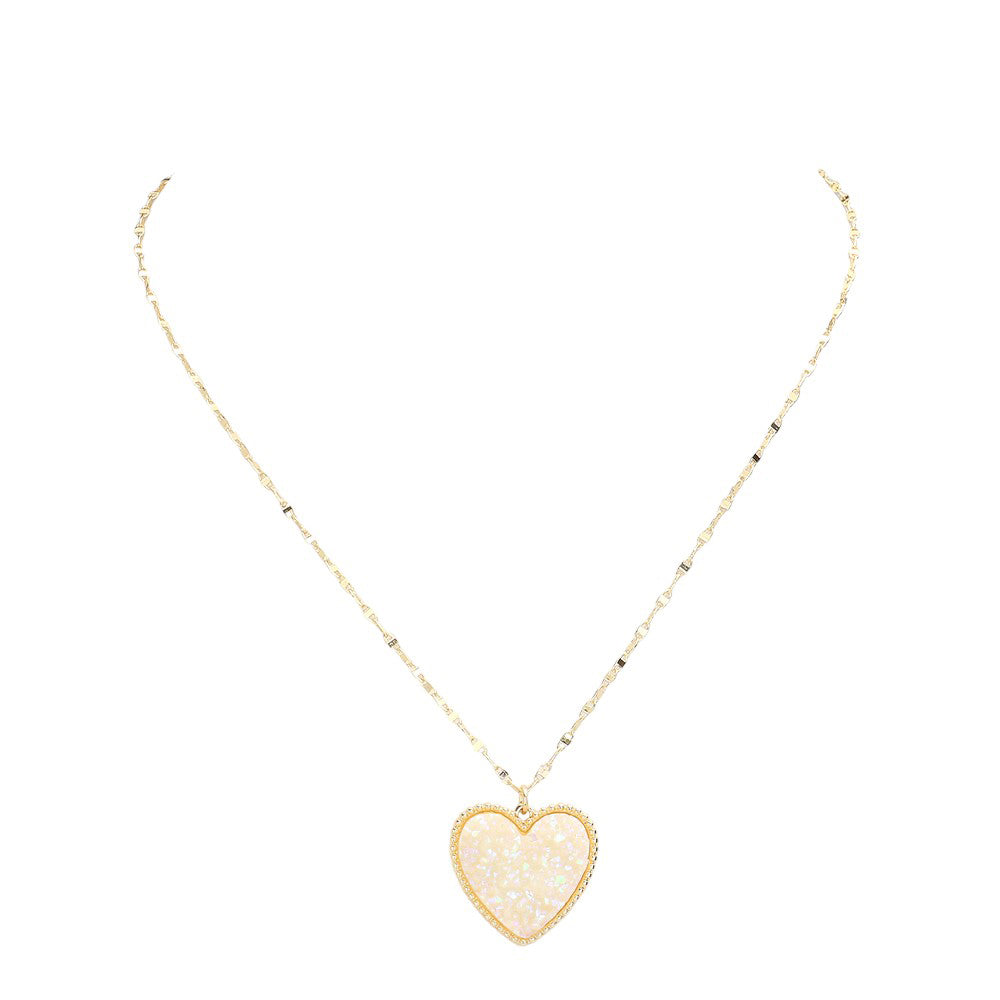 Druzy Heart Pendant Necklace