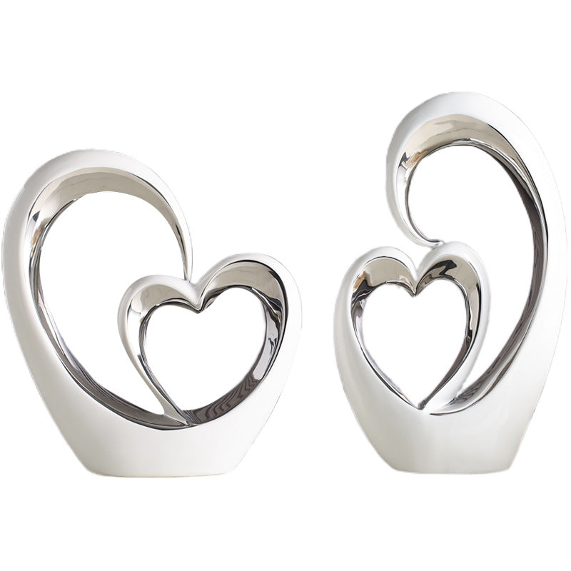 Modern Creative Heart-to-Heart Ornament for Home Living Room, Entryway, Wine Cabinet, Bedroom, TV Cabinet Decoration
