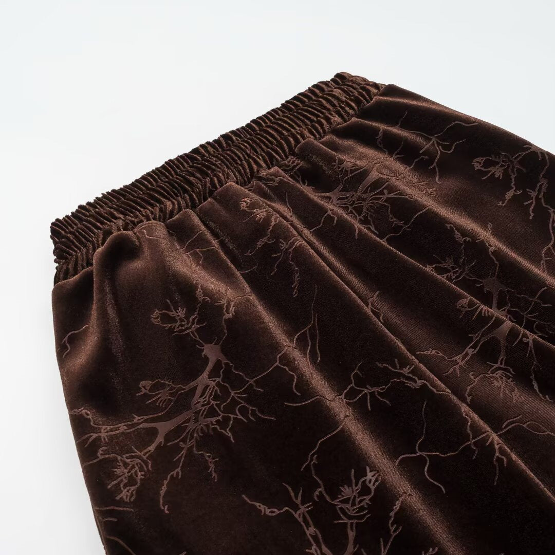 Fluweel jacquard reguitbeenbroek met bygevoegde fluweel