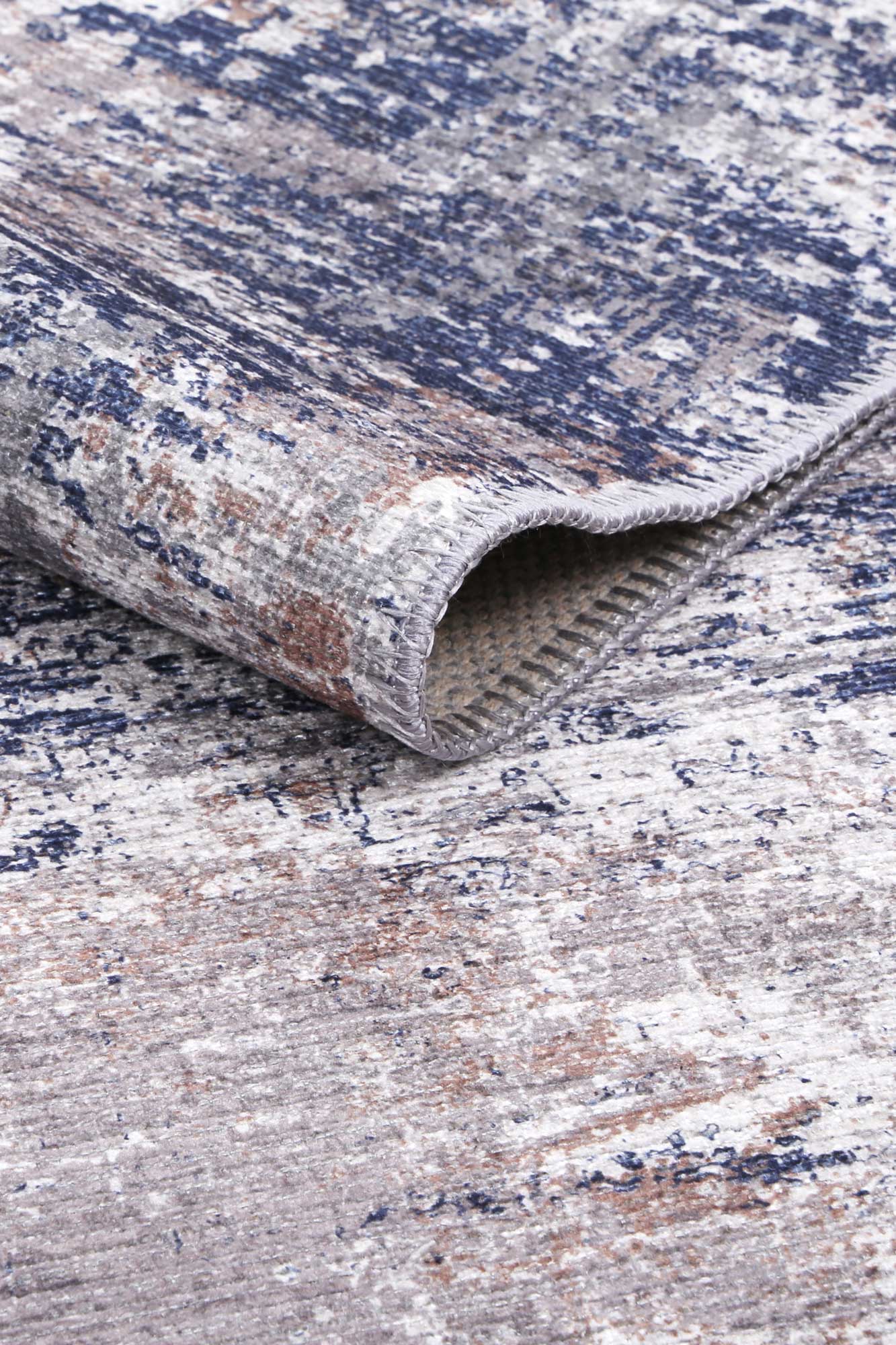 Abstract Border Echo in Blue & Grey Rug-4