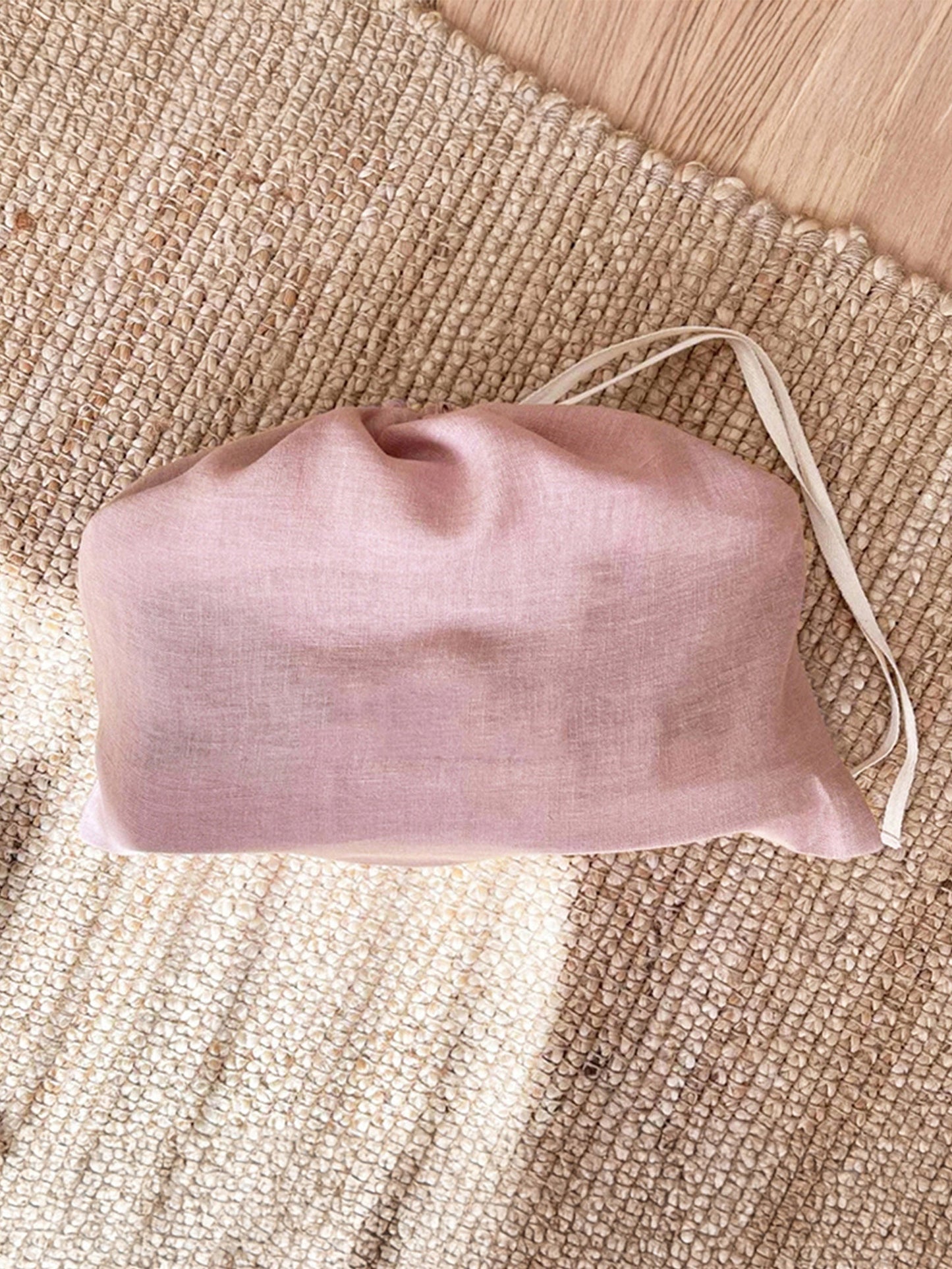 100% Linen Solid-Color Drawstring Storage Bag