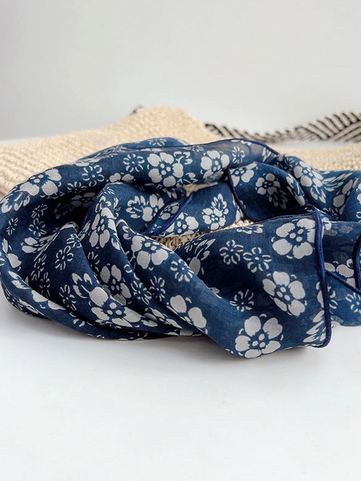 Ramie Vintage Print Handkerchief
