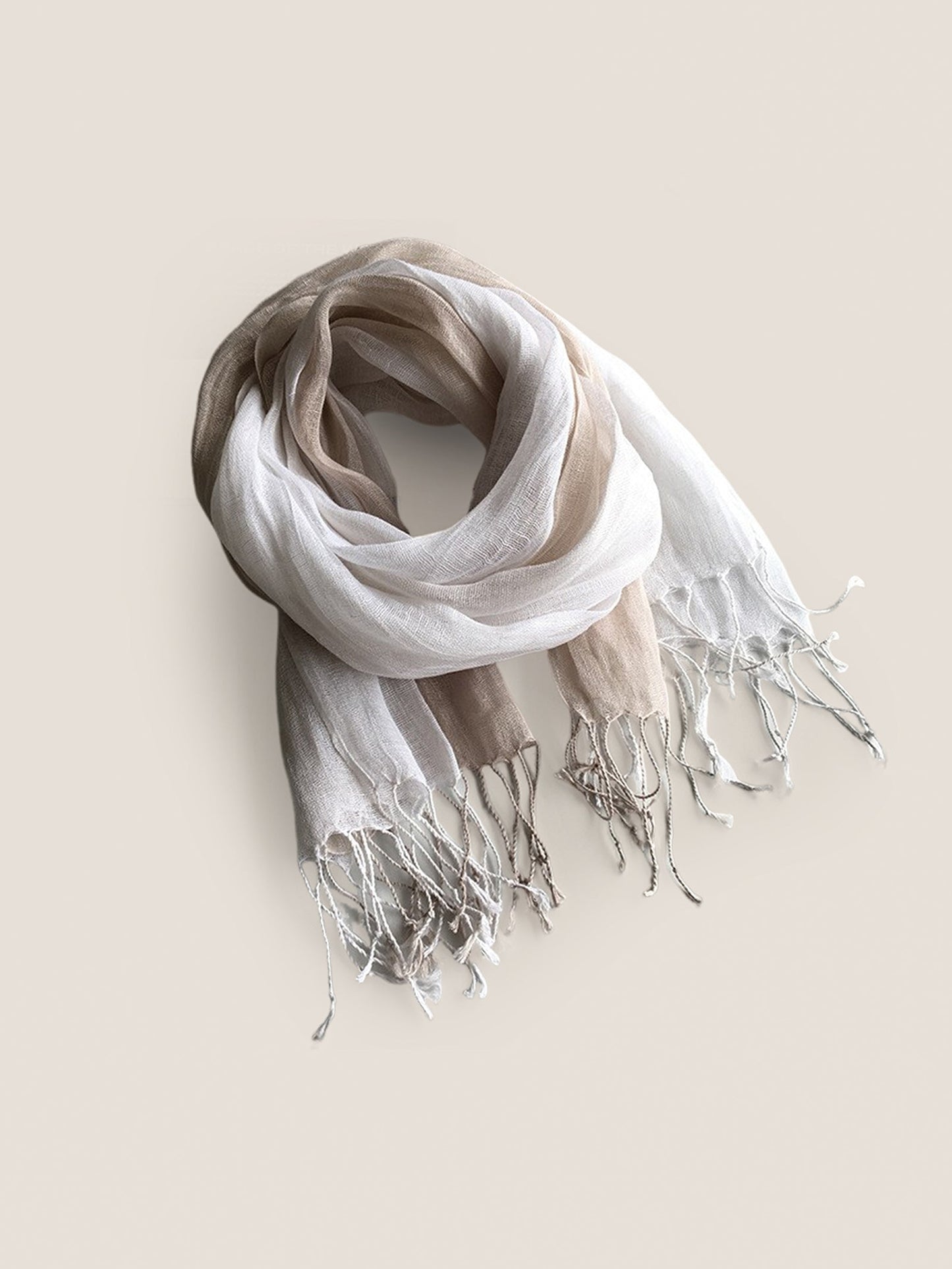 100% Linen Gradient Fringed Light Scarf