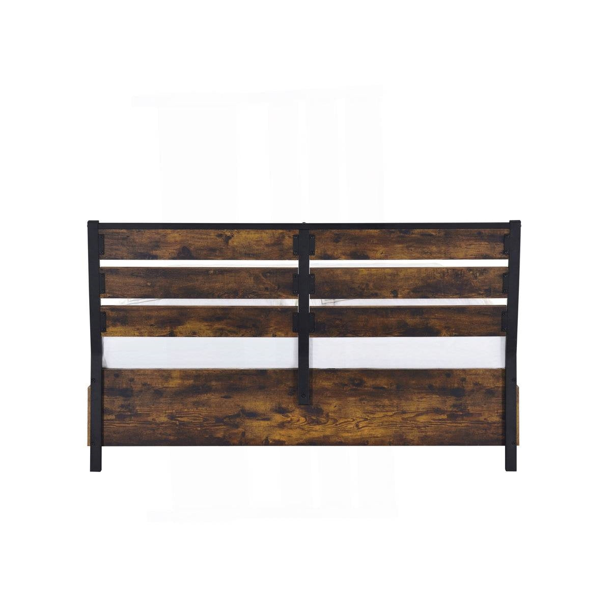 King Size Industrial Slatted Headboard Platform Bed Frame with 6 Storage Drawers-4