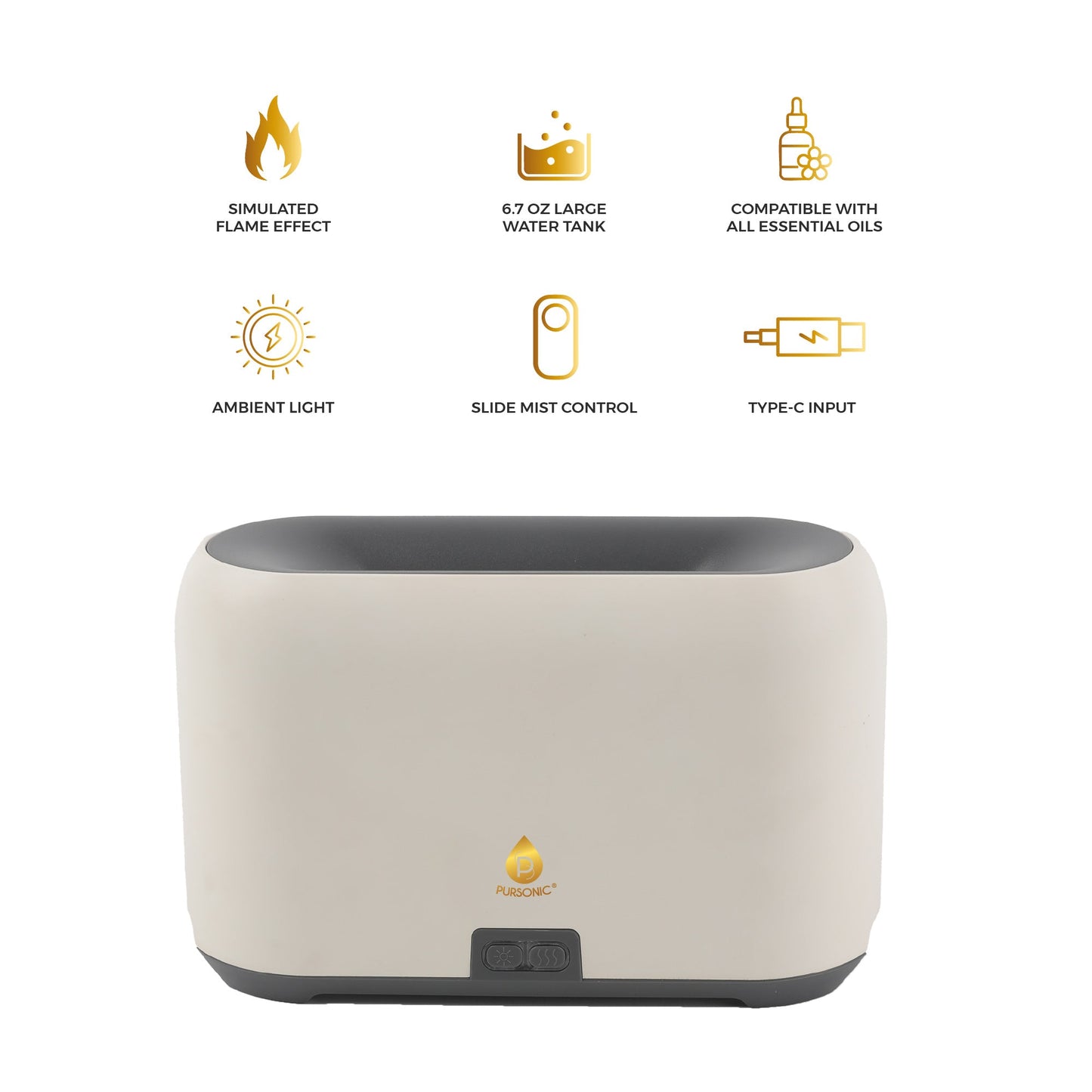 FlameGlow Aromatherapy Diffuser, Pursonic 6-Pack Essential Oils & Portable 360° Hi-Res Wireless Speaker-1