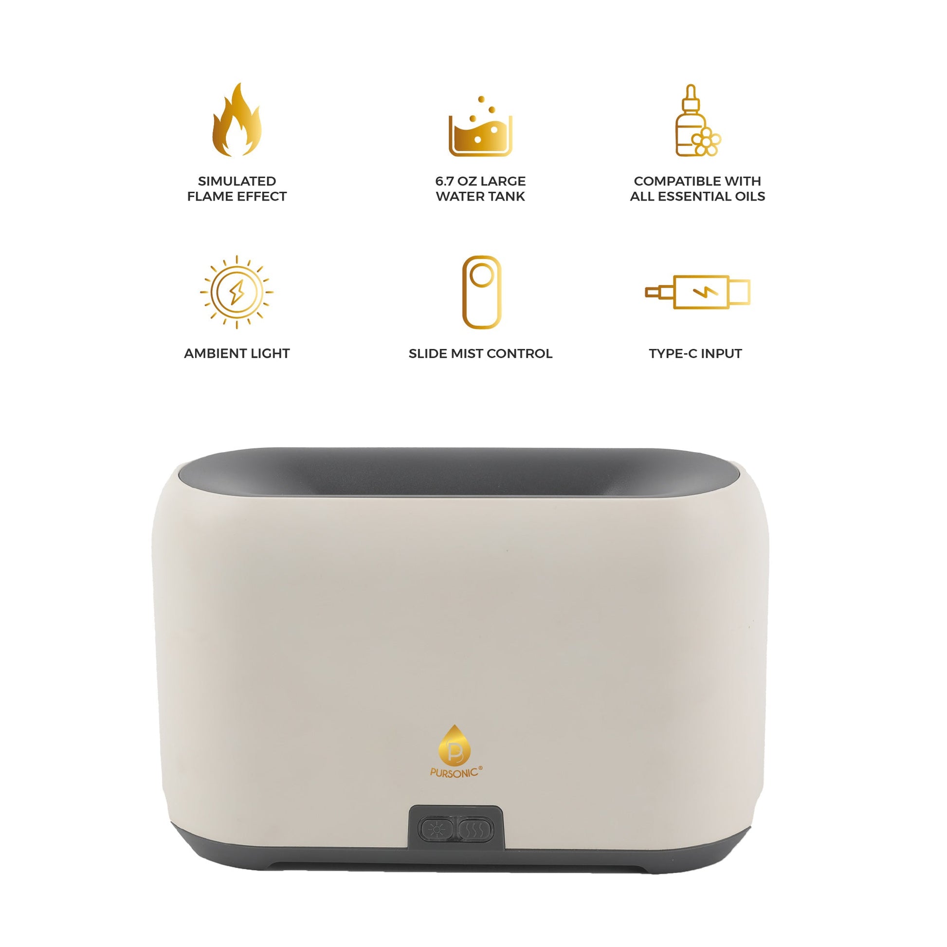 FlameGlow Aromatherapy Diffuser, Pursonic 6-Pack Essential Oils & Portable 360° Hi-Res Wireless Speaker-1