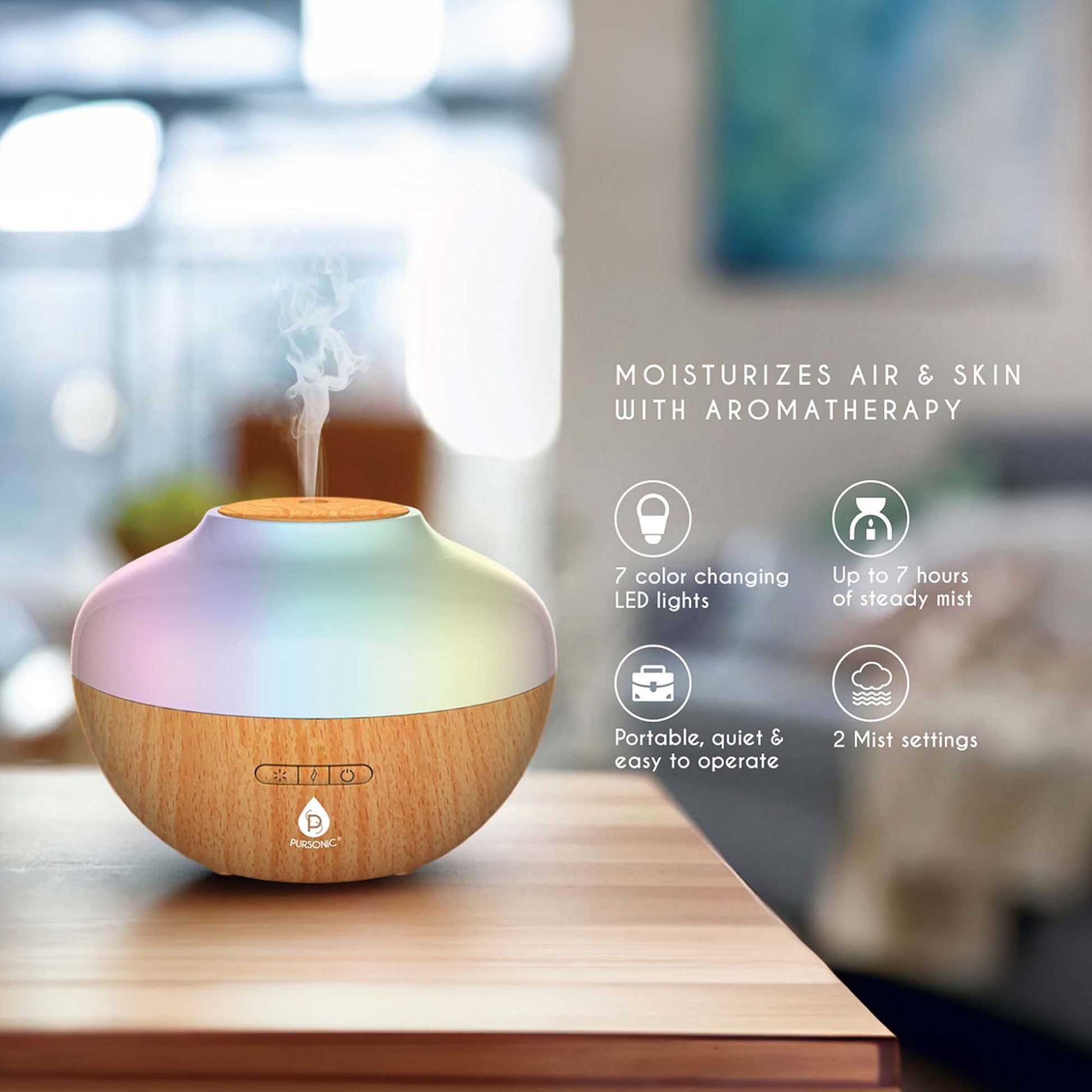 Pursonic Clean Air & Aromatherapy Bundle – True HEPA Air Purifier, Essential Oil Diffuser & 6-Pack Essential Oils-2